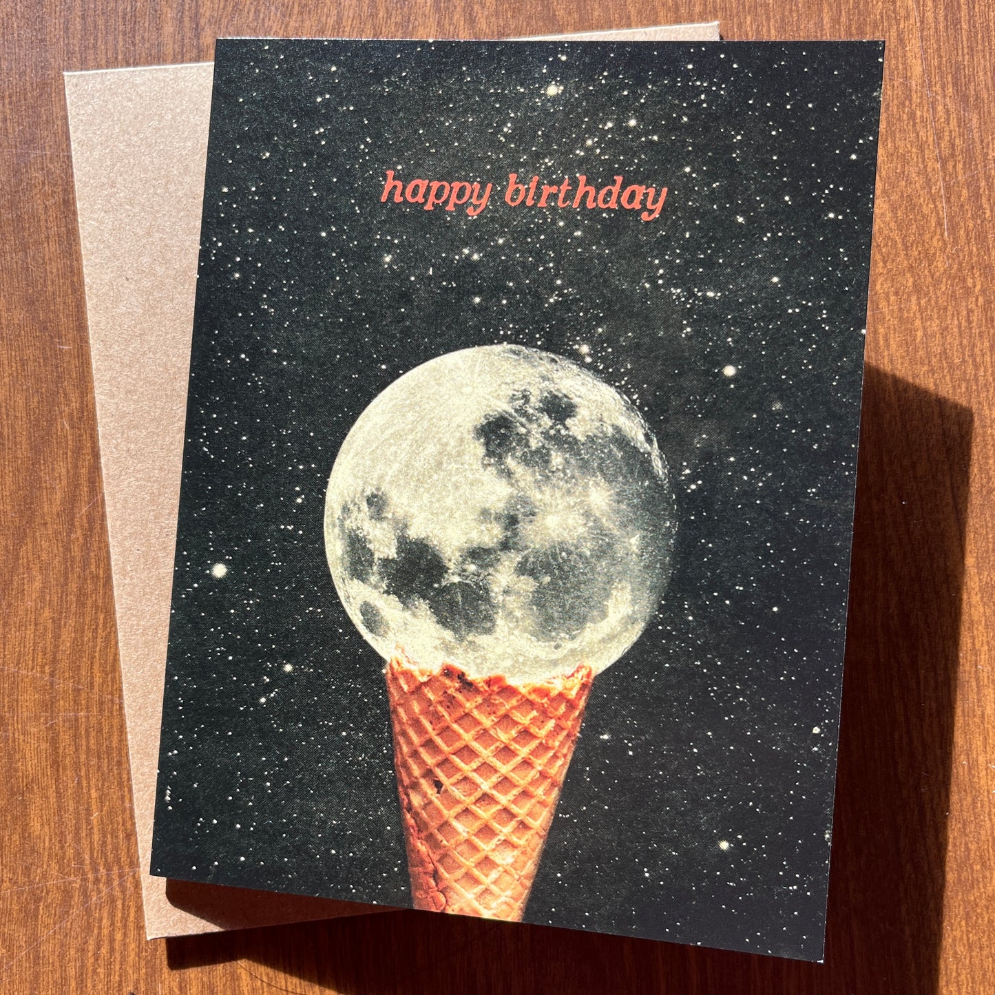 Happy Birthday Moon Ice Cream Cone Card